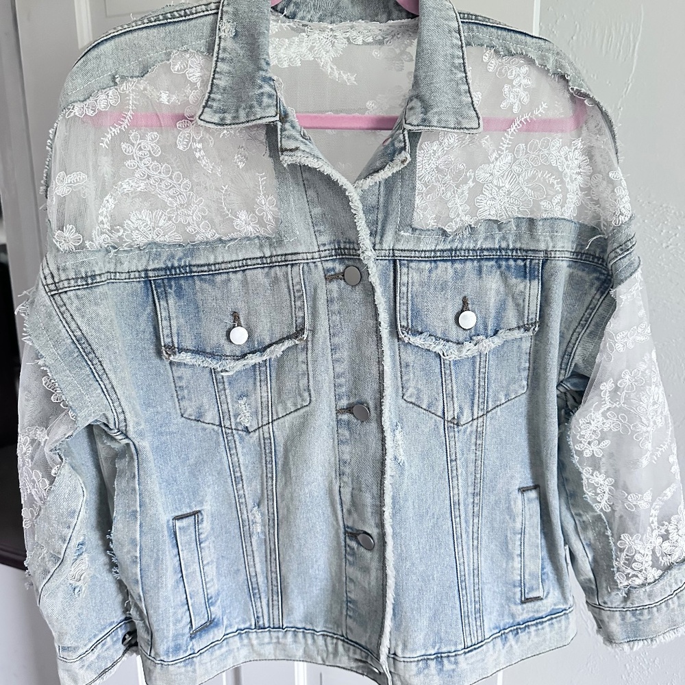 Denim and lace jacket